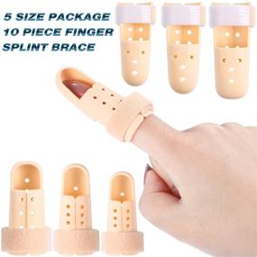 img 2 attached to 🏀 Adjustable Finger Splint Brace for Basketball Finger Joint Protection - 10 Piece Set with Mallet Finger Support, Plastic Protector, and 5 Sizes