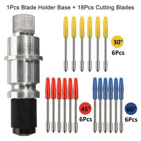 img 1 attached to 🔪 CJRSLRB CB09 Graphtec Blade Holder Base with 18Pcs Cutting Blades (30/45/60 Degree) - Compatible with Silhouette Cameo 1 2 3/Portrait/Curio/Graphtec 6000/CE 5000-60 Plotter