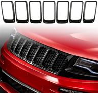 🚙 enhance your jeep grand cherokee with the stylish 7pc black grill ring gloss black front grille inserts cover trim kit (2014-2016) logo