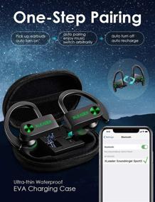 img 1 attached to 🎧 XLeader SoundAngel Sport3 Pro: Wireless Earbuds with LED Display Charging Case, IPX7 Waterproof, TWS Stereo Bass Headphones - Green