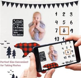 img 2 attached to 👶 Tailor Baby Milestone Blanket - Boy Monthly Plaid Bear 40x50in Ultra Soft Fleece Newborn Baby Shower Photography Background, Including Frame and Blackboard Marker