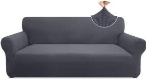 img 4 attached to 🛋️ Pitpet Super Stretch Sofa Slipcover: Stylish and Non-Slip Furniture Protector for 3 Cushion Sofa