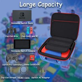 img 3 attached to 🎮 Nintendo Switch Travel Case - Durable Hard Shell Carrying Case with Spacious Storage, Portable & Slim Design - Fits Switch Pro Controller & Accessories
