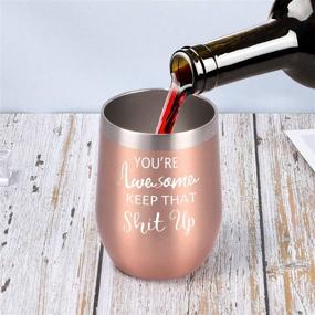 img 1 attached to 🎁 Appreciation Gifts, You're Amazing Wine Tumbler, Birthday and Christmas Gifts for Women - Friends, Wife, Mom, Insulated 12 Oz Stainless Steel Tumbler with Lid, Fun Ideas for Friends and Girlfriends, Rose Gold