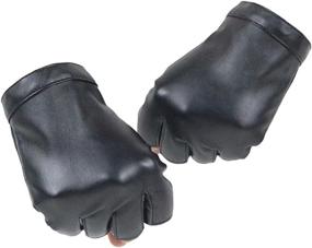 img 4 attached to 🧤 Stylish Black Fingerless PU Leather Gloves for Women - Versatile for Cycling, Driving, Motorcycle Performance and More - One Size Fits All