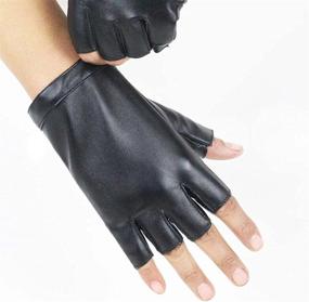 img 1 attached to 🧤 Stylish Black Fingerless PU Leather Gloves for Women - Versatile for Cycling, Driving, Motorcycle Performance and More - One Size Fits All