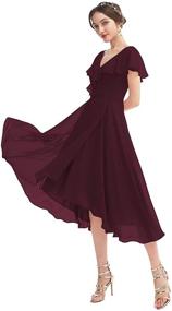 img 4 attached to SYYS Chiffon Bridesmaid Ruffle Pockets Women's Clothing in Dresses