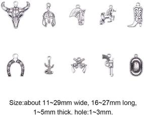 img 2 attached to 🤠 PH PandaHall 20pcs 10 Styles Cowboy Charms Antique Silver Alloy Pendants for Father's Day DIY Necklace Bracelet Jewelry Making - Western Theme