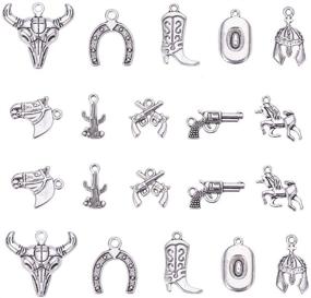 img 4 attached to 🤠 PH PandaHall 20pcs 10 Styles Cowboy Charms Antique Silver Alloy Pendants for Father's Day DIY Necklace Bracelet Jewelry Making - Western Theme