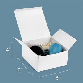 img 3 attached to ValBox 12 упаковок 8x8x4 дюйма белые подарочные коробки из бумаги с крышками и 66 футов бечевки - идеально подходят для подарков, рукоделия, кексов, предложений свидетельницам - легко собираются
