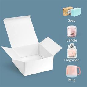 img 2 attached to ValBox 12 упаковок 8x8x4 дюйма белые подарочные коробки из бумаги с крышками и 66 футов бечевки - идеально подходят для подарков, рукоделия, кексов, предложений свидетельницам - легко собираются
