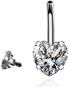 img 1 attached to 💎 Stylish Surgical Steel Heart-shaped Belly Button Rings - CZ Fashion Jewelry for Women & Girls