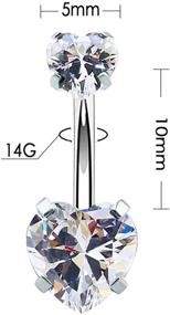 img 2 attached to 💎 Stylish Surgical Steel Heart-shaped Belly Button Rings - CZ Fashion Jewelry for Women & Girls