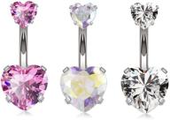 💎 stylish surgical steel heart-shaped belly button rings - cz fashion jewelry for women & girls logo