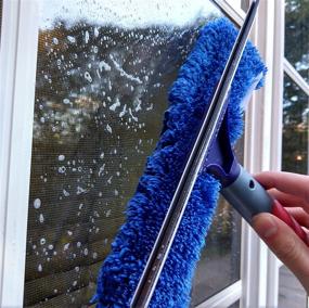 img 1 attached to 🪟 2-in-1 Squeegee & Scrubber: The Ultimate Window Cleaning Tool for Indoor & Outdoor Use