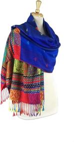 img 3 attached to Paskmlna Rainbow Tropical Colorful Pashmina Women's Accessories