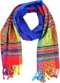 img 4 attached to Paskmlna Rainbow Tropical Colorful Pashmina Women's Accessories