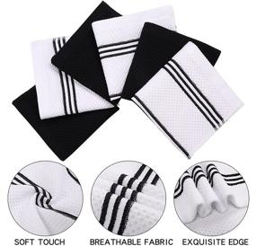 img 3 attached to 🧺 Homaxy 100% Cotton Waffle Weave Stripe Dish Cloths: Soft & Absorbent Towels, Quick-Drying Rags - 6 Pack White & Black