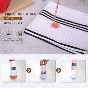 img 2 attached to 🧺 Homaxy 100% Cotton Waffle Weave Stripe Dish Cloths: Soft & Absorbent Towels, Quick-Drying Rags - 6 Pack White & Black