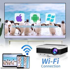 img 2 attached to 📽️ Wireless Outdoor Bluetooth Movie Projector for Full HD 1080P Screen Mirroring, Airplay, and Gaming - Android WiFi, 5000 Lumen Home Theater with Zoom, Keystone, HDMI, USB - Ideal for DVD, TV Stick, PS4, Laptop, PC
