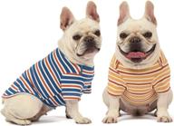 🐶 knuffelen dog shirts: cotton striped t-shirt for small dogs, 2-pack summer pet clothes - breathable & stretchy blue yellow apparel логотип