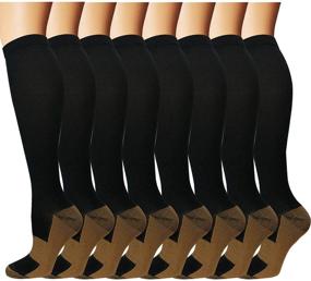 img 4 attached to Premium Graduated Copper Compression Socks - (8 Pairs) for Men & Women - Enhance Circulation - 15-20mmHg - Ideal for Running, Athletic Activities, and Cycling