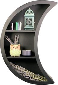 img 4 attached to 🌙 Large Black Moon Shelf: Stylish Wall Mounted Wooden Home Decor for Crystal Display in Baby, Boho, or Gothic Bedrooms - 17.5" Tall