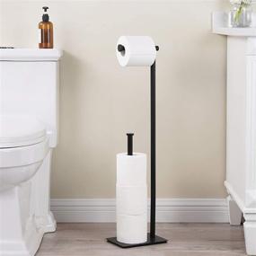 img 2 attached to 🧻 Bathroom Tissue Roll Holder Stand - KES Freestanding Toilet Paper Holder with Reserve, 29" Height, Rustproof SUS304 Stainless Steel in Matte Black Finish, BPH286S1B-BK