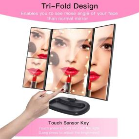 img 2 attached to 💄 OURYOYO Vanity Mirror: Illuminated Makeup Mirror with 21 LED Lights & Adjustable Stand - 10X/3X/2X/1X Magnification Tri-fold Cosmetic Trifold Mirror for Countertop