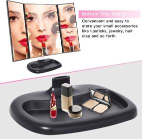 img 3 attached to 💄 OURYOYO Vanity Mirror: Illuminated Makeup Mirror with 21 LED Lights & Adjustable Stand - 10X/3X/2X/1X Magnification Tri-fold Cosmetic Trifold Mirror for Countertop