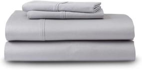 img 4 attached to 🛏️ Premium GhostBed Queen Cooling Supima Cotton and Tencel Sheet Set - Wrinkle Resistant, Deep Pockets, 4 Piece, Gray: Ultimate Luxury for your Bed