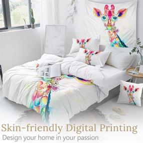 img 1 attached to 🦒 Sleepwish Colorful Giraffe Twin Bed Set - Watercolor Zoo Animal Bedding for Kids Girls Boys - 3 Piece Giraffe Comforter Cover - Cute Giraffe Gift (Twin Size)