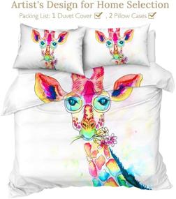 img 3 attached to 🦒 Sleepwish Colorful Giraffe Twin Bed Set - Watercolor Zoo Animal Bedding for Kids Girls Boys - 3 Piece Giraffe Comforter Cover - Cute Giraffe Gift (Twin Size)