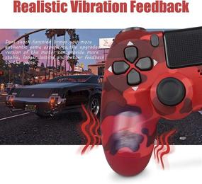 img 1 attached to 🎮 Vinklan Wireless Controller for PS4: Dual Vibration, Charging Cable, Gamepad for PS4/Slim/Pro Console (Red Camouflage)