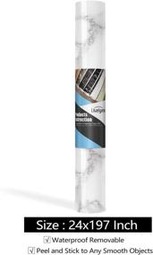 img 2 attached to 🔲 Livelynine 24x197 Inch Large Granite Contact Paper: Transform Countertops with Removable Peel and Stick Marble Table Desk Cover – Waterproof & Adhesive Paper for Kitchen Cabinets and Counters