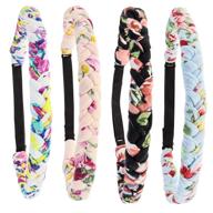 🌸 4-piece floral headband set for girls and women - adjustable braided hair accessories for birthdays, parties, easter - cute teen girl cloth fabric headbands by frog sac (floral) logo