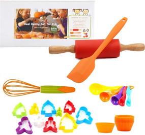 img 4 attached to 🧁 TOSSOW 28-Piece Kids Baking Kits with Cupcake Pop Maker, Rolling Pin, Muffin Cups, Measuring Spoons, and Cooking Baking Supplies
