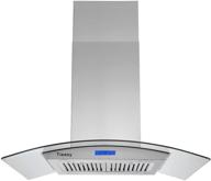 36 inch island range hood - 700 cfm ceiling mount kitchen stove hood ducted with tempered glass, 4 led lights, touch control, 3 speed fan, permanent filters - tieasy логотип