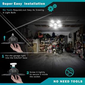 img 2 attached to Enhance Your Garage Lighting with Deformable LED Garage Lights - Adjustable, High-Lumen Ceiling Lights with Remote Controller, Aluminum Panels - Perfect for E26/E27 Screw Socket