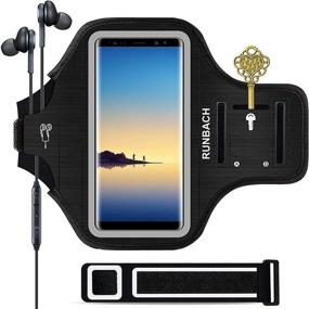 img 4 attached to 📱 RUNBACH Galaxy Note Armband: Sweatproof Exercise Bag - Fingerprint Touch & Card Slot (Black)"