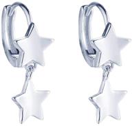 sluynz 925 sterling silver star earrings hoop for women teens girls double stars drop earrings small huggie hoop earrings star charms earrings logo