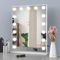 💡 nitin hollywood vanity mirror with lights: tabletop or wall mounted makeup mirror with 15 led bulbs in white logo