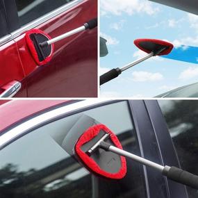 img 3 attached to 🚗 Topmart Windshield Cleaner Kit - Extendable Handle, Air Vent Duster for Car Interior & Exterior Cleaning, with Washable Reusable Microfiber Cloth - Ideal Car Glass Cleaner Tool