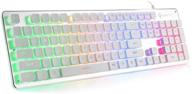 🎮 langtu gaming keyboard, rainbow led backlit quiet keyboard for office, usb wired all-metal panel, anti-ghosting, 104 keys - l1 white/silver logo