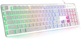 img 4 attached to 🎮 Игровая клавиатура LANGTU, клавиатура с радужной LED-подсветкой для офиса, USB-проводная совершенно металлической панелью, антигостинг, 104 клавиши - бело-серый модель L1