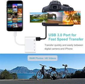 img 1 attached to 📱 4-in-1 SD Card Reader for iPhone/iPad - Memory Card Reader Adapter with Dual Card Slot, USB3.0 and Plug and Play - Ideal for SLR Camera, Trail Game Camera, and SD Viewer