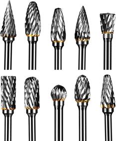 img 4 attached to 🔧 10-Piece Tungsten Carbide Double Cut Rotary Burr Set - 3mm (1/8") Shank, 6mm (1/4") Head Size (Style 1) by YXGOOD