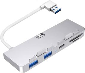 img 4 attached to Rocketek Aluminum iMac Hub Adapter with USB-C Data Port, 3-Port USB 3.0 Hub, 2 USB 3.0 Port, SD/Micro SD Card Reader Combo USB 3.0 Clamp Hub Pro - Compatible with 2017 iMac and iMac Pro