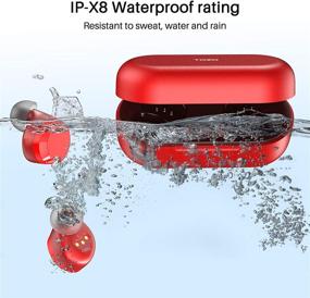 img 1 attached to 🎧 Беспроводные наушники TOZO T12 с Bluetooth- Premium звук высокой четкости, беспроводной зарядный футляр, LED-дисплей, защита IPX8 от воды, встроенный микрофон, красный цвет для спорта.
