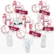 baptism pink elegant cross centerpiece logo